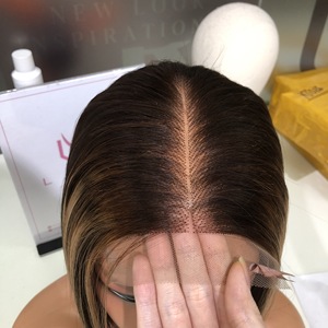 Prix de gros Perruque de cheveux du Vietnam Perruque de couleur de tache de naissance Cheveux raides en dentelle transparente à double tirage - Product Image 5