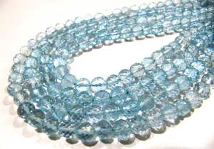 Cuentas Redondas Facetadas de Topacio Azul Natural, Cuentas de Piedras Preciosas de Topacio Azul Genuino - Product Image 3