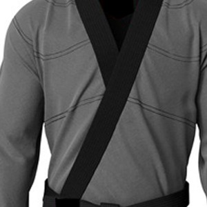 Chemise d'uniforme de Kung Fu pour homme, grise avec détail de ceinture rouge, vêtement d'arts martiaux - Product Image 4