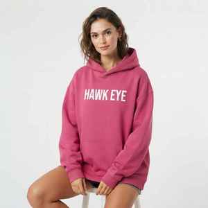 Sweat-shirt à capuche surdimensionné pour femme, 100% coton molletonné, imprimé lettres, rose - Product Image 4
