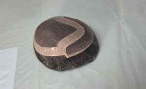 Perruque Toupet Mono Front Lace Taz en Cheveux Remy Chinois de Qualité Supérieure, Trame Simple, avec Ondulations Profondes Naturelles - Product Image 4