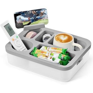 Vassoio Portabicchieri in Silicone per Divano con Supporto Girevole per Telefono, Design Anti-Rovesciamento per Bevande e Telecomando, Verde Scuro, Porta Snack - Product Image 1