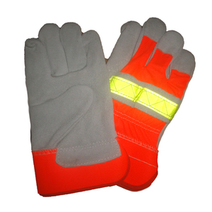 ถุงมือทำงาน เกรด AB หนังวัวแท้ สะท้อนแสงแบบ Hi-viz บุซับในตามสั่ง ถุงมือนิรภัย OEM ยังไม่มีรีวิว - Product Image 4
