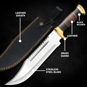 Cuchillo Bowie de Caza de Hoja Fija de 15 Pulgadas con Punta D2, Grado Industrial, BA ENTERPRISES BA-187, Hecho a Mano y Personalizado, con Funda, 1 Año de Garantía - Product Image 3