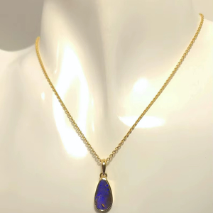 Natural Boulder <b>Opal</b> Pendant 925 Sterling Silver 14K Gold Plated Blue <b>Opal</b> Handmade Gemstone Jewelry Women - Product Image 1