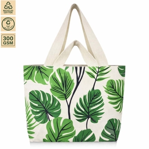 Sac de plage en toile de coton laminée 300 GSM, sac de voyage de plage 45x30x10 cm, logo personnalisé, vente en gros, OEM, marque privée, modèle SS411 - Product Image 1