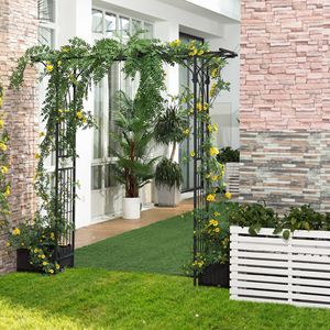 Elegante Arco da Giardino in Acciaio Marrone da 82 Piedi con Decorazioni Naturali Regolabili e Portatili per Matrimoni e Giardini - Product Image 2