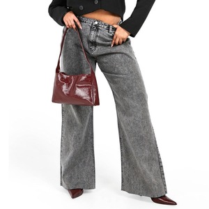 New Fashion Women's Loose Wide Leg Winter <b>Jeans</b> with Pockets Breathable Woven Denim Quick Dry Lightweight Casual Pants - Product Image 1