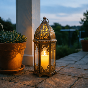 Lanterne décorative en métal de style marocain, design moderne de style royal, lanterne de sol, décoration pour la maison, le jardin, le Ramadan, la Saint-Valentin - Product Image 1