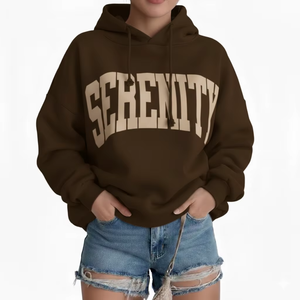 Sweat à capuche long oversize pour femme, en velours de fibre de bambou délavé vintage, coupe ample, style streetwear, confortable et doux, à porter devant - Product Image 3