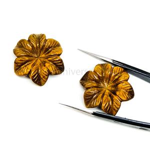 Perles de pierre naturelle œil de tigre sculptées en forme de fleur, breloques de 23 mm, pierres lâches sculptées en forme de fleurs pour la fabrication de bijoux, vente en gros - Product Image 4