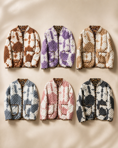 Chaqueta Acolchada con Cuello Mandarín y Teñido Anudado para Mujer, Estilo Bohemio, de Algodón y Fibra de Bambú, con Bolsillos, Largo Regular - Product Image 4