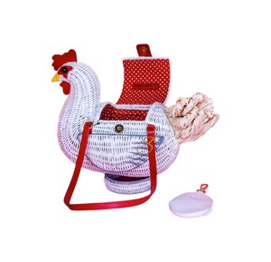 Cesta de Almacenamiento de Mimbre Blanco Ecológica con Forma de Gallina, Bolso Bandolera de Mimbre Tejido a Mano con Forma de Animal Divertido y Organizador de Escritorio - Product Image 2