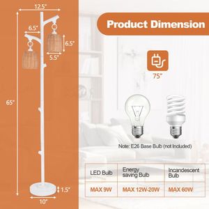 Lámparas de pie de 2 luces con forma de tronco de árbol y pantalla de mimbre - Product Image 4