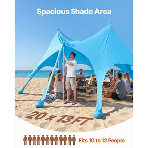 Tenda da Spiaggia Portatile con Protezione UPF50+, Altezza 2,8m, 6x4m, Gazebo Facile da Montare con Sacchi di Sabbia e Pali di Stabilità - Product Image 2