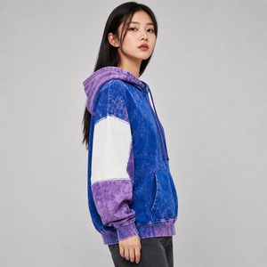Sweats à capuche oversize délavés à l'acide pour femmes, avec couleurs personnalisées et logo frontal, respirants et écologiques pour l'hiver, en molleton 100 % coton - Product Image 6