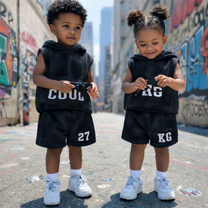 Conjunto de Ropa Urbana para Niños de Marca Propia, Sudadera sin Mangas con Estampado Tie Dye y Pantalones Cortos, Conjunto de Dos Piezas para Niños de Verano - Product Image 3