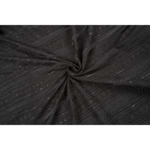 Tissu en Georgette à Paillettes au Mètre - 44 Pouces de Large, Broderie Florale Géométrique Noire avec Motif Rayé - Product Image 4