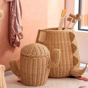 Cesta de Mimbre con Forma de Dinosaurio para Niños, Hecha a Mano, Ecológica, Cesta de Almacenamiento, Proveedor Mayorista, Decoración para Habitación Infantil - Product Image 2