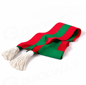 Tricolor <b>Red</b> Green <b>Scarf</b> Sash with Silver Tassel Custom Ceremonial Sash - Product Image 3