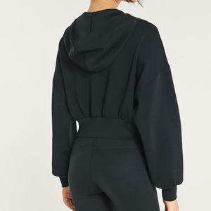 Sweat-shirt à capuche zippé pour femme, manches longues, décontracté, pour l'automne, l'hiver, le streetwear, le fitness et les activités de plein air - Product Image 4