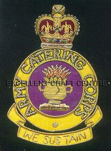 Écusson brodé personnalisé CATERING CORPS avec motif Aigle Couronné, à coudre en dentelle, en tissu, avec épingle de sûreté pour vêtement, style circulaire - Product Image 4