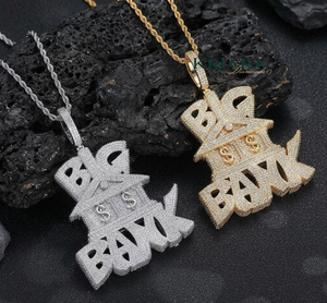 Colgante de Moissanita Chapado en Plata 925 y Oro 18k con Letra Temática, Estilo Hiphop, Joyería para Uso Diario Masculino - Product Image 4