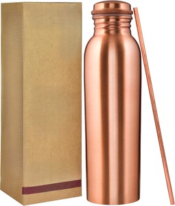 Bouteille d'eau en cuivre avec motif hexagonal et paille, vaisselle de voyage portable au design moderne pour usage quotidien - Product Image 4