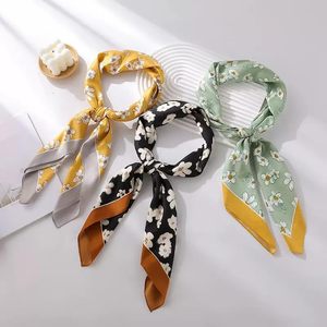 Women Fashionable Silk <b>Scarves</b> Shawls Smooth Lightweight Fabric Decorative Floral Print Elegant Neck Shoulder <b>Head</b> Wrap - Product Image 1