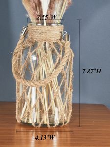Vase à fleurs en jute rustique décoratif – Vase artisanal en fibres naturelles pour salon, table à manger et décoration intérieure - Product Image 4