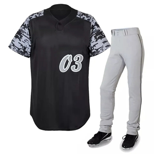 Venta al por mayor con MOQ bajo: Conjuntos de camisetas y pantalones de béisbol para deportes al aire libre, uniformes personalizados de béisbol y sóftbol unisex de manga corta. - Product Image 1