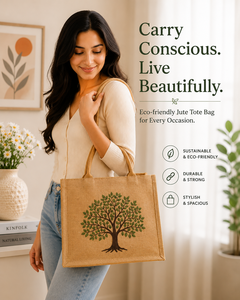 Bolsa de Yute con Bordado de Árbol, Estilo Bohemio, Abierta, para Compras, para Todas las Temporadas - Product Image 4