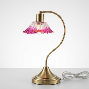 Lámpara de Mesa Moderna de Cristal con Diseño Floral, Alimentación CA, Base E26, Brillo Ajustable, Acabado en Latón, Luz LED Regulable para Sala de Estar y Dormitorio - Product Image 1