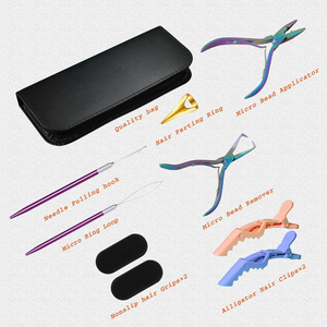 Hair Extension <b>Pliers</b> <b>Set</b> With Tweezers And Carrying Case Rainbow Finish Metal Tools For Installation And Removal - Product Image 6