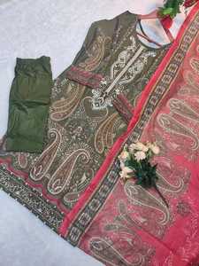 Conjunto de Salwar Kameez de Lujo en Georgette para Vino, con Bordado Pesado de Imitación de Espejo, Kurta Recta y Pantalón, para Fiestas Indias y Pakistaníes - Product Image 4