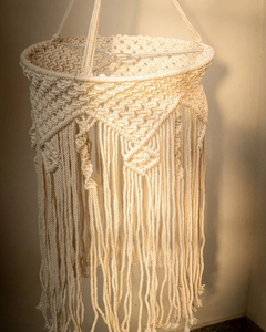 Handmade Cotton Macrame <b>Large</b> Cylindrical Chandelier with Iron Metal Frame Boho Hanging Decor for Home Bulk Supply Hanging Lamp - Product Image 4