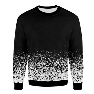 Sudadera Ishaq para Hombre, Cuello Redondo, Estampado Geométrico Blanco y Negro, Corte Regular, Tejido de Algodón, Estilo Casual para Otoño - Product Image 2