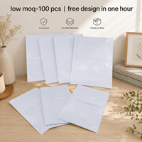 Sacs d'emballage en plastique blancs auto-adhésifs de qualité alimentaire, imprimés sur mesure, faible MOQ (100 pièces), laminés PE, à fermeture pelable, conception gratuite