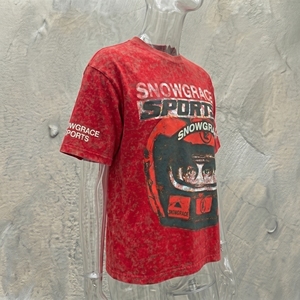 Camiseta Roja Extra Grande para Hombre Snowgrace Sports con Estampado de Casco, Estilo Urbano, Manga Corta, Cuello Redondo, Jersey de Algodón - Product Image 2