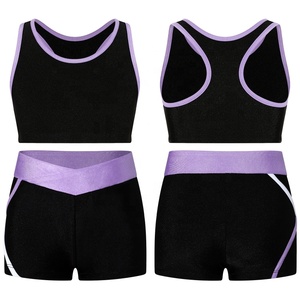 ชุดเสื้อครอปหลังสำหรับเด็กผู้หญิงอายุ6-16ปีพร้อมกางเกงรัดรูปเอวต่ำสำหรับใส่ว่ายน้ำฟิตเนสวิ่งปั่นจักรยานเล่นยิมนาสติกชายหาด - Product Image 3