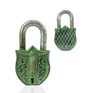 Brass Vintage Heart <b>Padlock</b> heart Key Lock Decorative Metal Craft for Home Gate Halloween Gift - Product Image 3