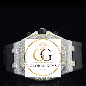 Good Quality Hip Hop Jewelry Moissanite Diamond White Yellow Dial Watch Stainless Steel Band Glass Available at Export Price - Product Image 6