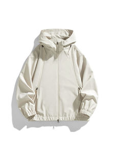 Chaqueta Bomber para Hombre, Estilo Nuevo, Talla 3XL, de Lona, Impermeable, Cortavientos, Suave, Informal, Holgada, con Capucha, Cuello Alto, Cierre de Cremallera, Color Sólido - Product Image 4