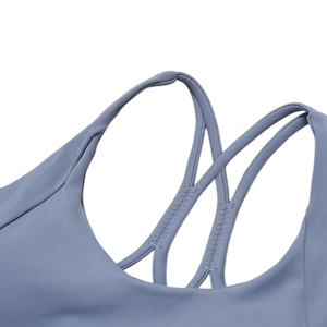 Sujetador deportivo sin costuras con cuello redondo y espalda cruzada para mujer, con logo frontal, para yoga y fitness, soporte medio, transpirable y de secado rápido - Product Image 4