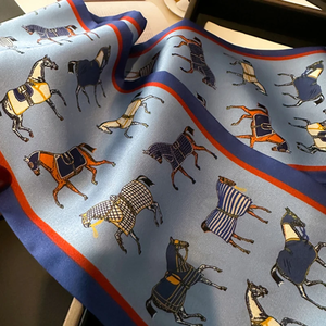 Horse Design Women Scarf <b>Silk</b> Scarf Handbag Handle <b>Wrap</b> Bag Ribbon Scarf Women Girls <b>Head</b> Hair Wrist Ribbon Scarf - Product Image 5