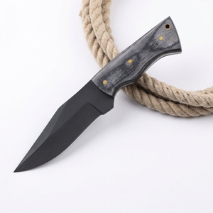 Cuchillo Táctico de Hoja Fija de Acero al Carbono Forjado a Mano con Recubrimiento en Polvo, Mango de Madera, Venta al por Mayor, Fabricante OEM de Cuchillos de Caza - Product Image 1