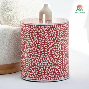 Table basse en résine rouge faite à la main avec incrustation de nacre, design contemporain, meubles de salon - Product Image 5