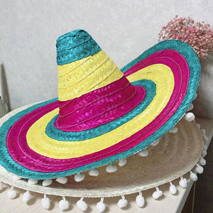 Sombreros de Paja Multicolores Trenzados a Mano para Fiestas de Disfraces con Temática Mexicana, Despedidas de Soltero, Eventos, Festivales, Celebraciones - Product Image 1