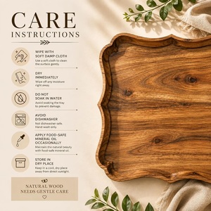 Unicorn Handicrafts Natural Wood Serving <b>Tray</b> <b>with</b> <b>Handles</b> for Coffee <b>Tea</b> Breakfast Snacks Food Dining Home Restaurant - Product Image 4