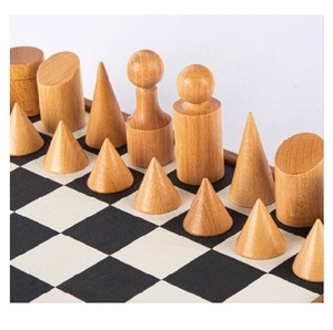 Luxury Modern <b>Wooden</b> <b>Chess</b> Set Unique Geometric Abstract <b>Chess</b> <b>Pieces</b> High End Custom Handmade Wood <b>Chess</b> Board Set for Gift - Product Image 4